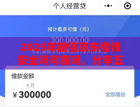 2025年微信京东借钱安全吗可靠吗，分享五个最新黑户都能下款的平台