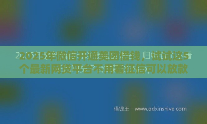 2025年微信开通美团借钱，试试这5个最新网贷平台不用看征信可以放款的