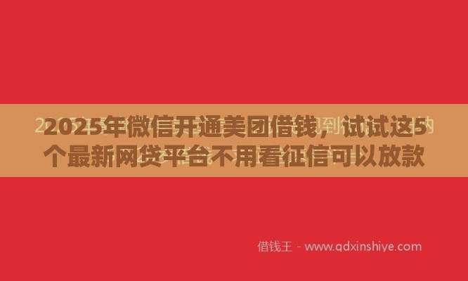 2025年微信开通美团借钱，试试这5个最新网贷平台不用看征信可以放款的