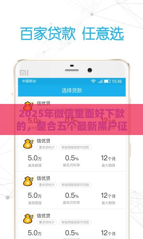 2025年微信里面好下款的，整合五个最新黑户征信花了能借钱的平台