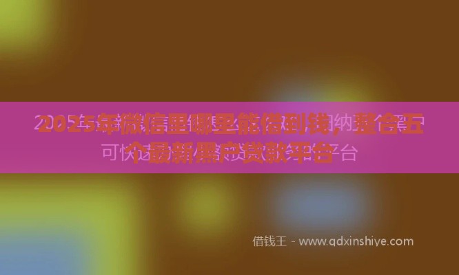 2025年微信里哪里能借到钱，整合五个最新黑户贷款平台