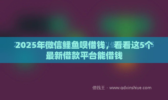 2025年微信鲤鱼呗借钱，看看这5个最新借款平台能借钱