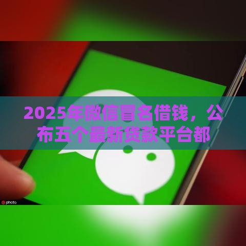 2025年微信冒名借钱，公布五个最新贷款平台都
