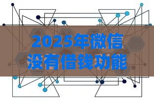 2025年微信没有借钱功能怎么用，整合5个最新小额借钱平台