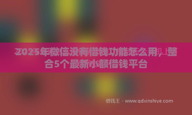 2025年微信没有借钱功能怎么用，整合5个最新小额借钱平台