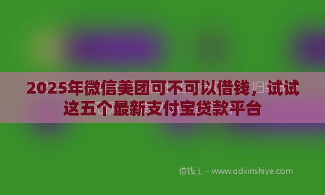 2025年微信美团可不可以借钱，试试这五个最新支付宝贷款平台