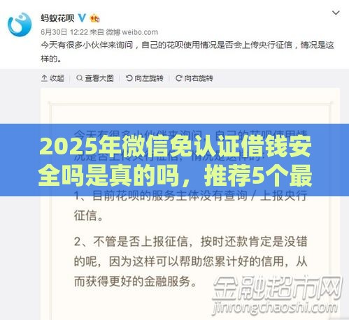 2025年微信免认证借钱安全吗是真的吗，推荐5个最新为借款平台借钱不通过