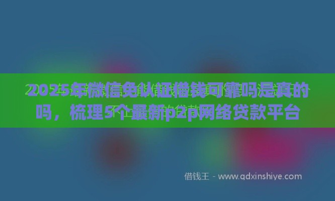 2025年微信免认证借钱可靠吗是真的吗，梳理5个最新p2p网络贷款平台