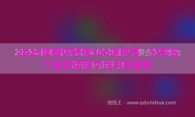 2025年微信秒借300速易借，公布五个最新借钱平台利息最低
