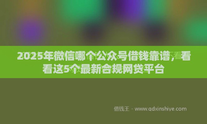 2025年微信哪个公众号借钱靠谱，看看这5个最新合规网贷平台
