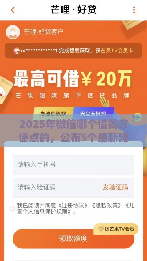 2025年微信哪个借钱方便点的，公布5个最新黑口子必下款app