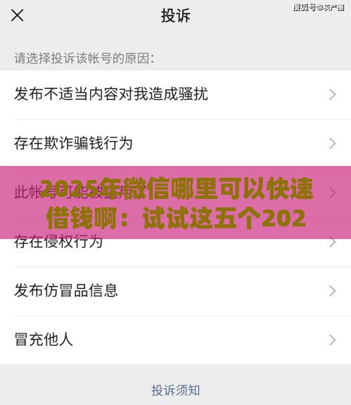 2025年微信哪里可以快速借钱啊：试试这五个2025热门比较靠谱的网贷平台