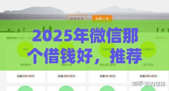 2025年微信那个借钱好，推荐5个最新可以借钱的正规平台