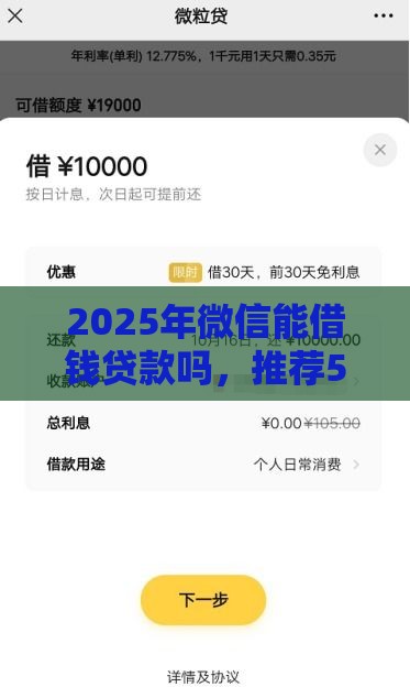 2025年微信能借钱贷款吗，推荐5个最新贷款十大平台