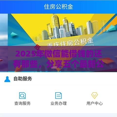 2025年微信能借钱的还有那些，分享五个最新公积金网上贷款平台