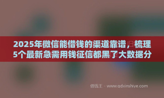 2025年微信能借钱的渠道靠谱，梳理5个最新急需用钱征信都黑了大数据分不足有没有平台能借