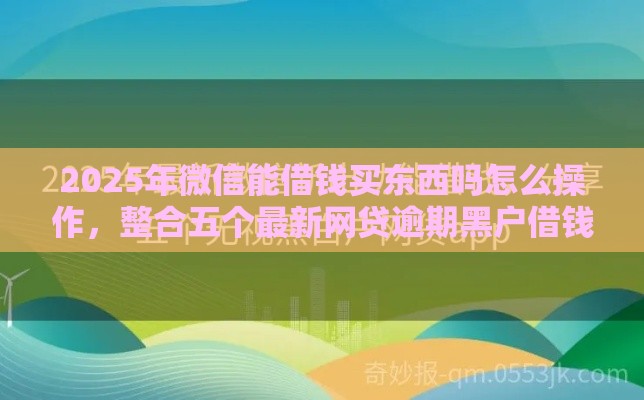2025年微信能借钱买东西吗怎么操作，整合五个最新网贷逾期黑户借钱的平台能借
