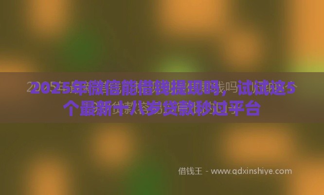 2025年微信能借钱提现吗，试试这5个最新十八岁贷款秒过平台