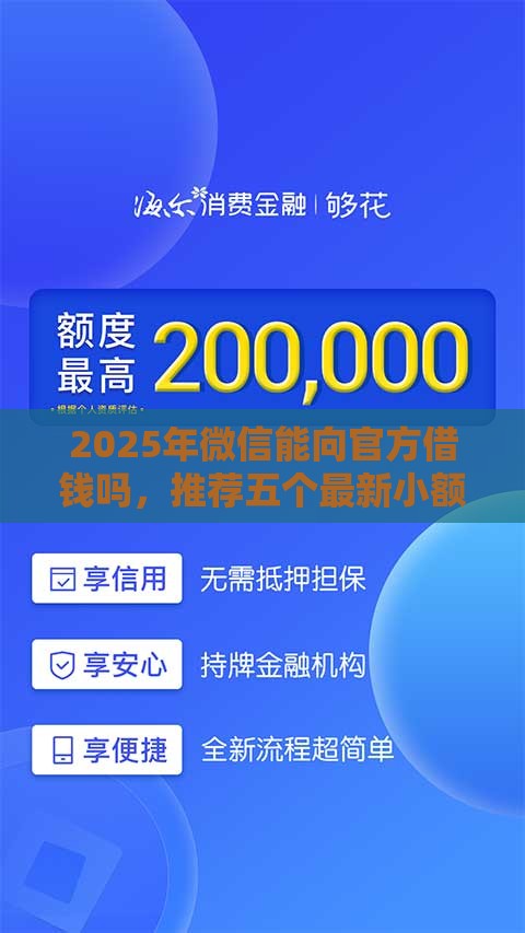 2025年微信能向官方借钱吗，推荐五个最新小额分期平台