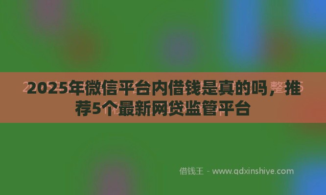 2025年微信平台内借钱是真的吗，推荐5个最新网贷监管平台