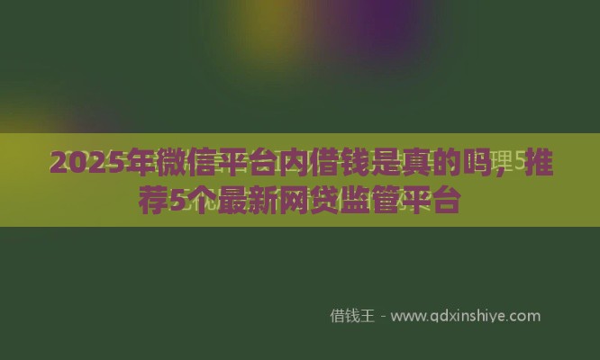 2025年微信平台内借钱是真的吗，推荐5个最新网贷监管平台