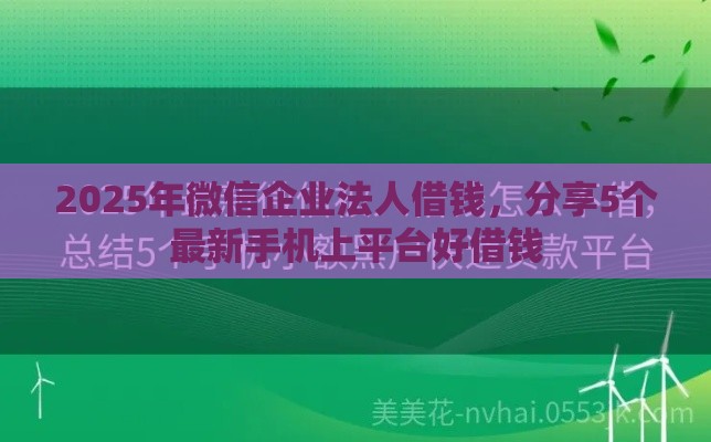 2025年微信企业法人借钱，分享5个最新手机上平台好借钱