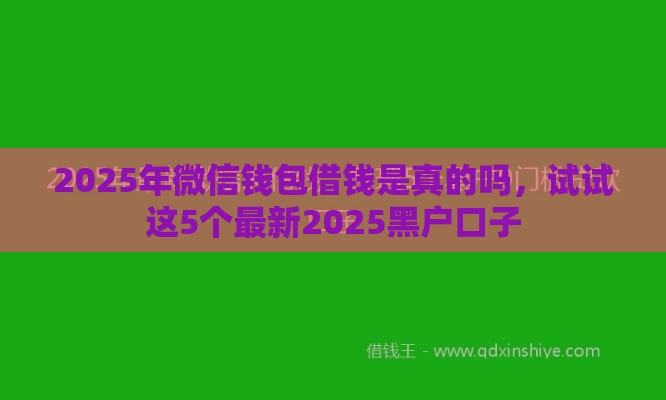 2025年微信钱包借钱是真的吗，试试这5个最新2025黑户口子