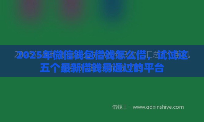 2025年微信钱包借钱怎么借,试试这五个最新借钱易通过的平台 2025年微信钱包借钱怎么借,试试这五个最新借钱易通过的平台
