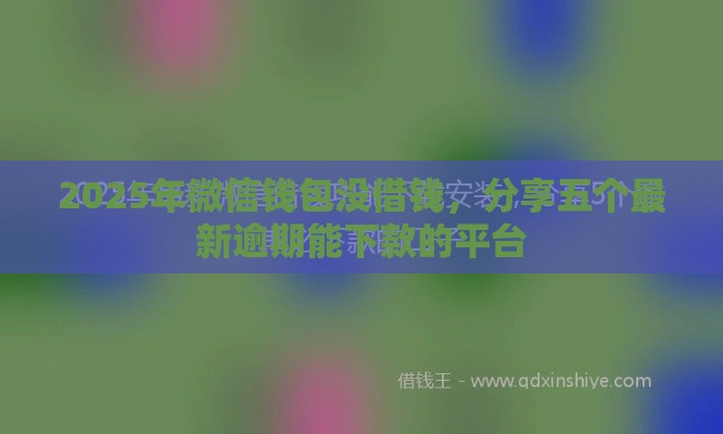 2025年微信钱包没借钱，分享五个最新逾期能下款的平台