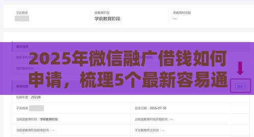 2025年微信融广借钱如何申请，梳理5个最新容易通过的借钱平台