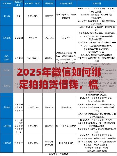 2025年微信如何绑定拍拍贷借钱，梳理五个最新短期网贷平台15天