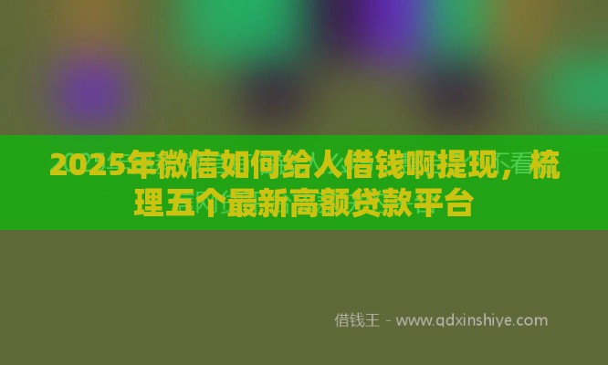 2025年微信如何给人借钱啊提现，梳理五个最新高额贷款平台