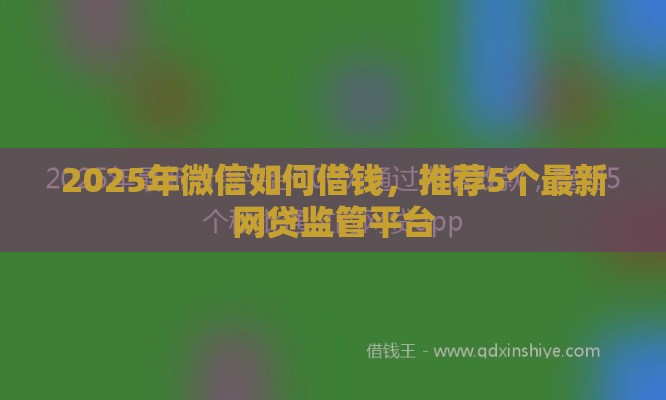 2025年微信如何借钱，推荐5个最新网贷监管平台