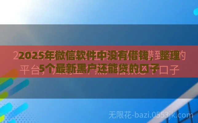 2025年微信软件中没有借钱，整理5个最新黑户还能贷的口子