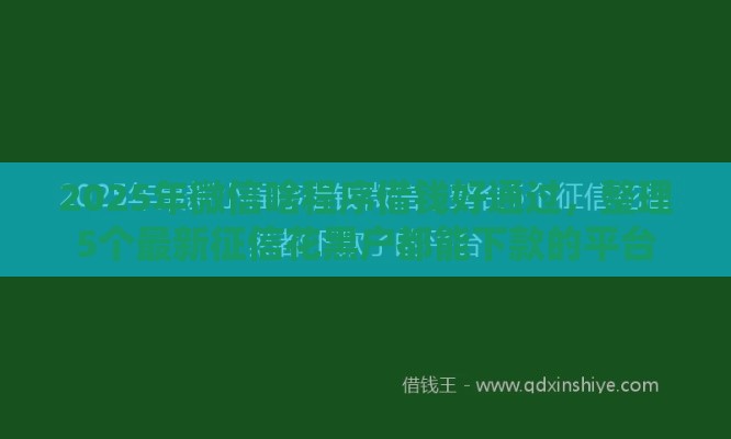 2025年微信啥程序借钱好通过，整理5个最新征信花黑户都能下款的平台