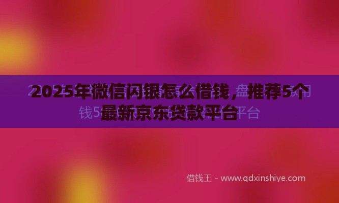 2025年微信闪银怎么借钱，推荐5个最新京东贷款平台