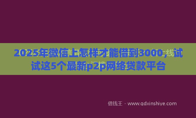 2025年微信上怎样才能借到3000，试试这5个最新p2p网络贷款平台