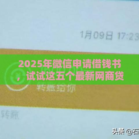 2025年微信申请借钱书，试试这五个最新网商贷平台