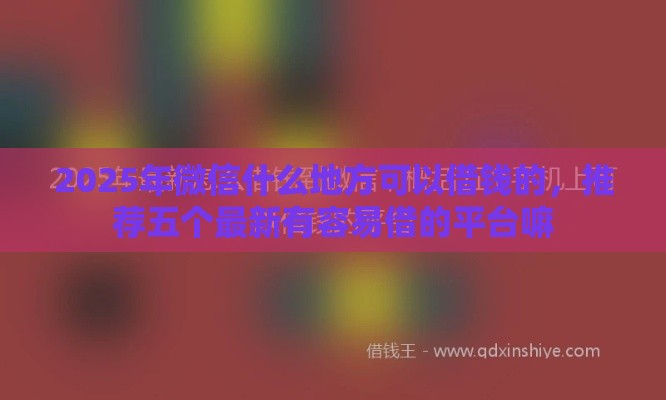 2025年微信什么地方可以借钱的，推荐五个最新有容易借的平台嘛