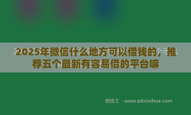 2025年微信什么地方可以借钱的，推荐五个最新有容易借的平台嘛