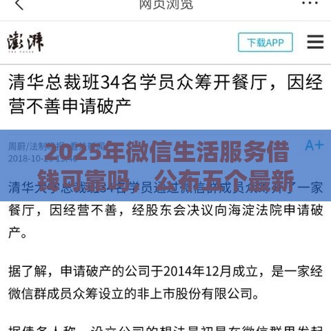 2025年微信生活服务借钱可靠吗，公布五个最新不看负债的贷款平台