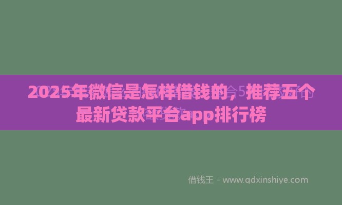 2025年微信是怎样借钱的，推荐五个最新贷款平台app排行榜