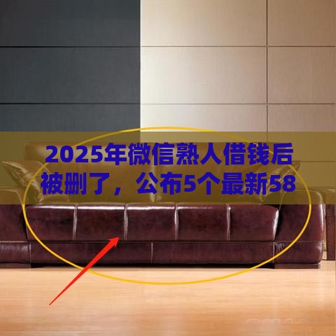2025年微信熟人借钱后被删了，公布5个最新58岁可以贷款的口子