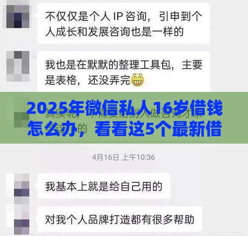 2025年微信私人16岁借钱怎么办，看看这5个最新借得到的贷款平台