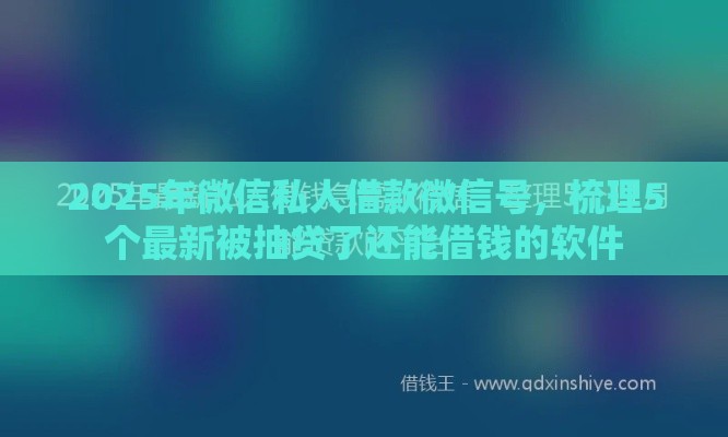 2025年微信私人借款微信号,梳理5个最新被抽贷了还能借钱的软件 2025年微信私人借款微信号,梳理5个最新被抽贷了还能借钱的软件