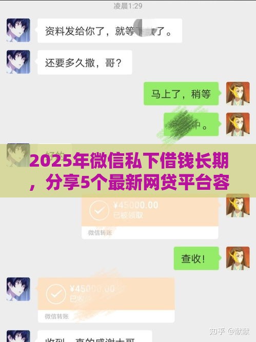 2025年微信私下借钱长期，分享5个最新网贷平台容易借钱