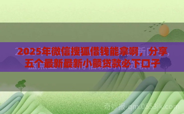 2025年微信搜狐借钱能拿啊，分享五个最新最新小额贷款必下口子