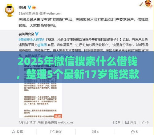 2025年微信搜索什么借钱，整理5个最新17岁能贷款的平台