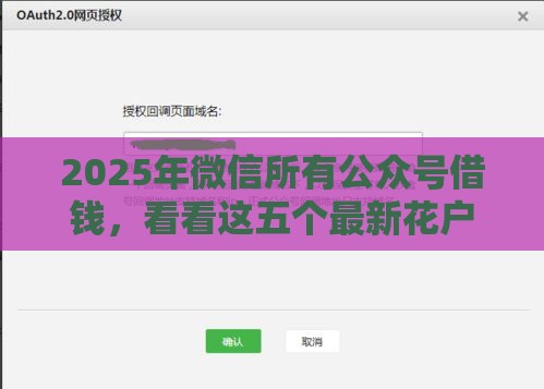 2025年微信所有公众号借钱，看看这五个最新花户借款平台容易通过