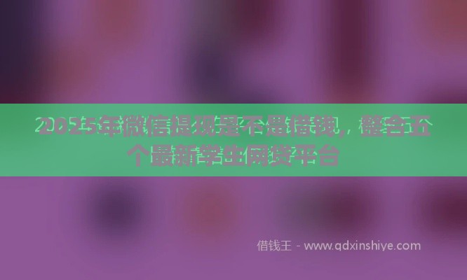 2025年微信提现是不是借钱，整合五个最新学生网贷平台
